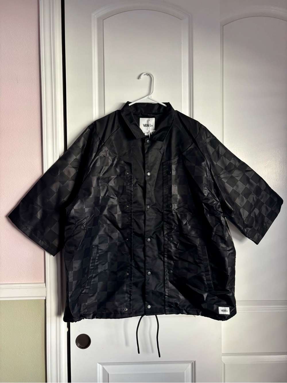 Vans RARE Black Checkerboard Black Embossed Coaches Jacket